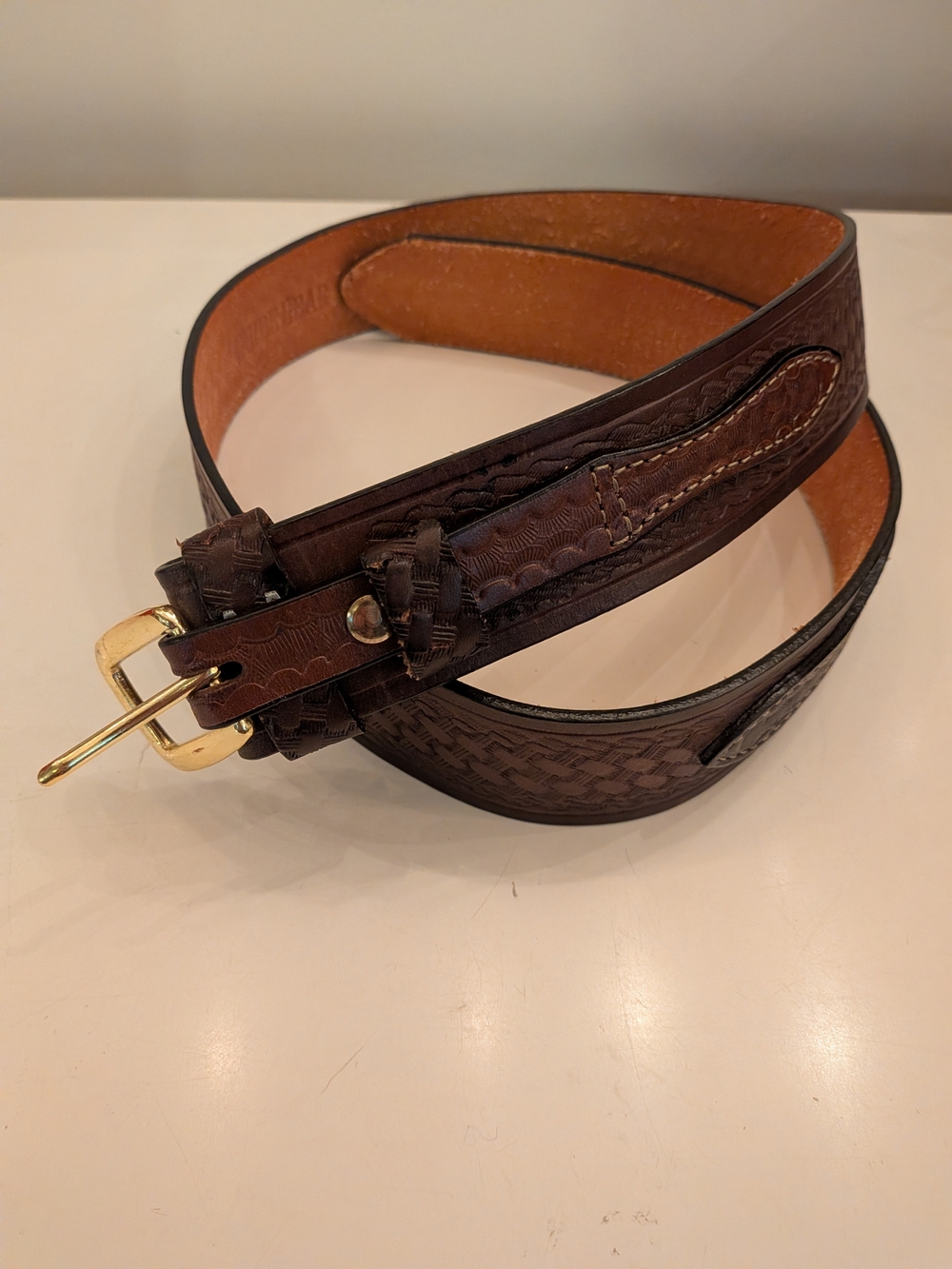 Genuine Leather Belt with Embossed Tooling